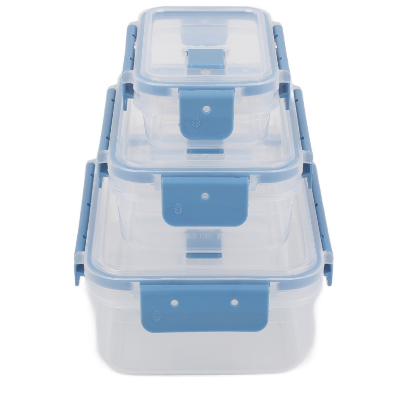 Pojemniki prostokątne lunchbox MG Home Misto zestaw 3 sztuki hermetyczne 1350/600/250 ml turkusowe