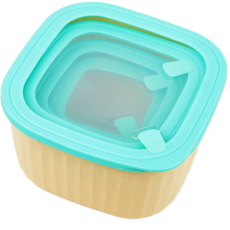 Pojemniki kwadratowe lunchbox MG Home Misto zestaw 4 sztuk hermetyczne 3600/2400/1400/750 ml kremowe