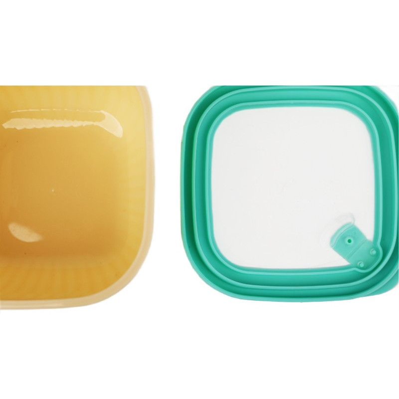 Pojemniki kwadratowe lunchbox MG Home Misto zestaw 4 sztuk hermetyczne 3600/2400/1400/750 ml kremowe