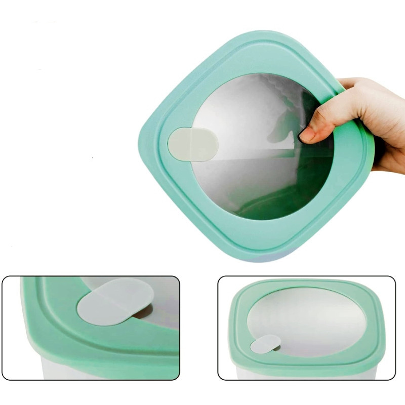Pojemniki kwadratowe lunchbox MG Home Misto zestaw 4 sztuk hermetyczne 3600/2400/1400/750 ml kremowe