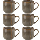 Kubki z uchem 390 ml porcelana Florina Bergen duże brązowy retro zestaw 6 kubków