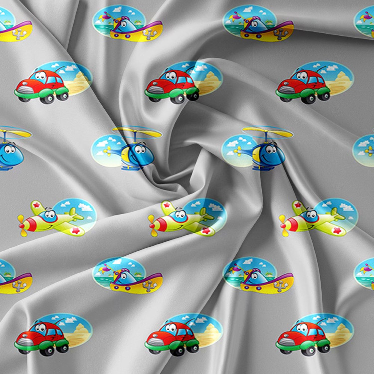 Pościel 160x200 dla dzieci bawełna satynowa 3D Cotton World gruba 3 części 2516 pojazdy