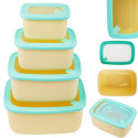 Pojemniki prostokątne lunchbox MG Home Misto zestaw 4 sztuk hermetyczne 4500/2700/1400/650 ml kremowe