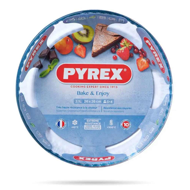 Szklana forma do tarty 26 cm naczynie żaroodporne 2.1 L Pyrex 818 P