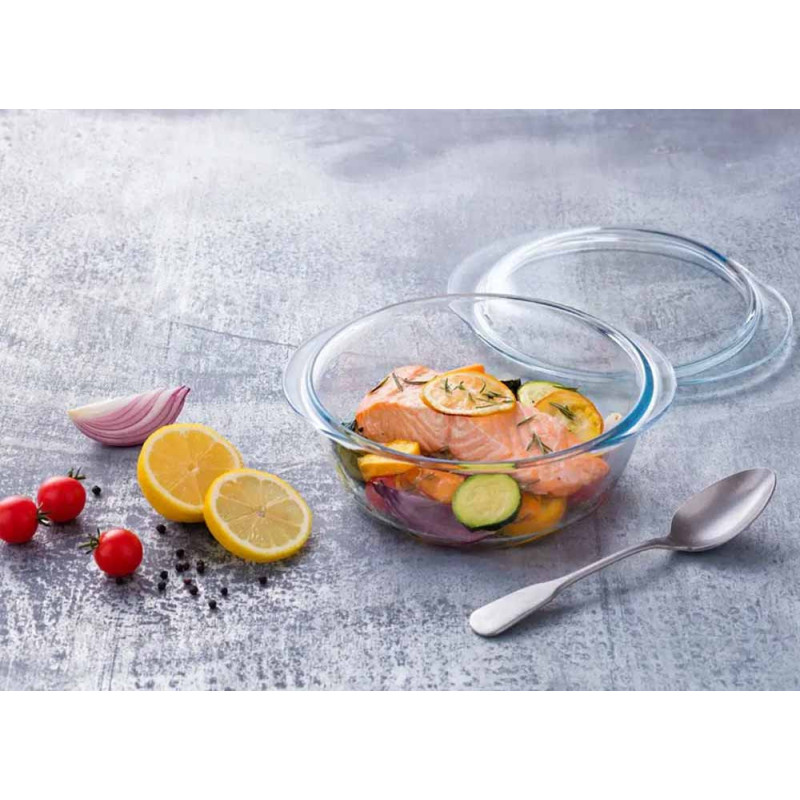 Naczynie żaroodporne  małe 1.3 L z pokrywką okrągłe gładkie Pyrex 207A
