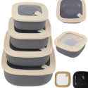 Pojemniki kwadratowe lunchbox MG Home Misto zestaw 4 sztuk hermetyczne 2500/1500/960/520 ml szare