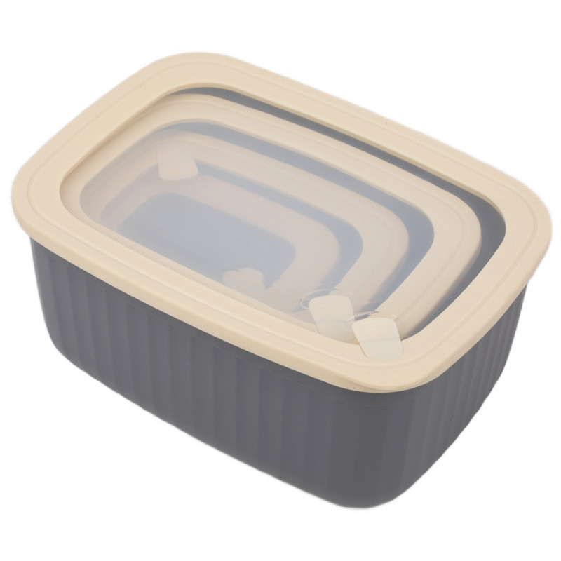 Pojemniki prostokątne lunchbox MG Home Misto zestaw 4 sztuk hermetyczne 4500/2700/1400/650 ml szare