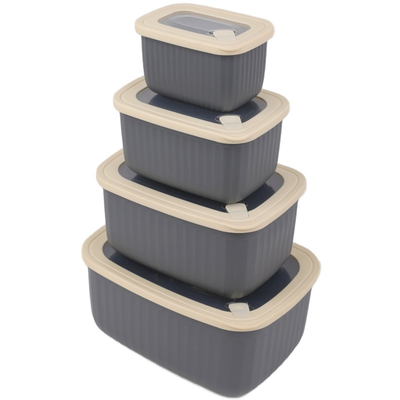 Pojemniki prostokątne lunchbox MG Home Misto zestaw 4 sztuk hermetyczne 4500/2700/1400/650 ml szare
