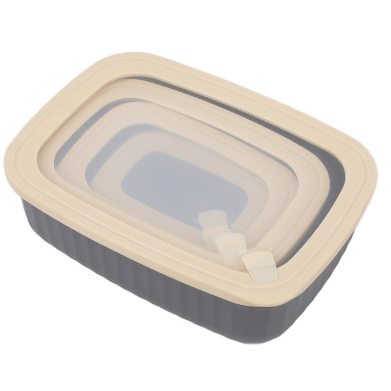 Pojemniki prostokątne lunchbox MG Home Misto zestaw 4 sztuk hermetyczne 3000/1700/950/450 ml szare