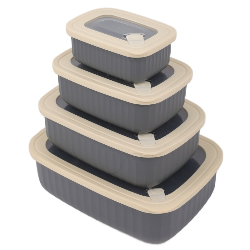 Pojemniki prostokątne lunchbox MG Home Misto zestaw 4 sztuk hermetyczne 3000/1700/950/450 ml szare