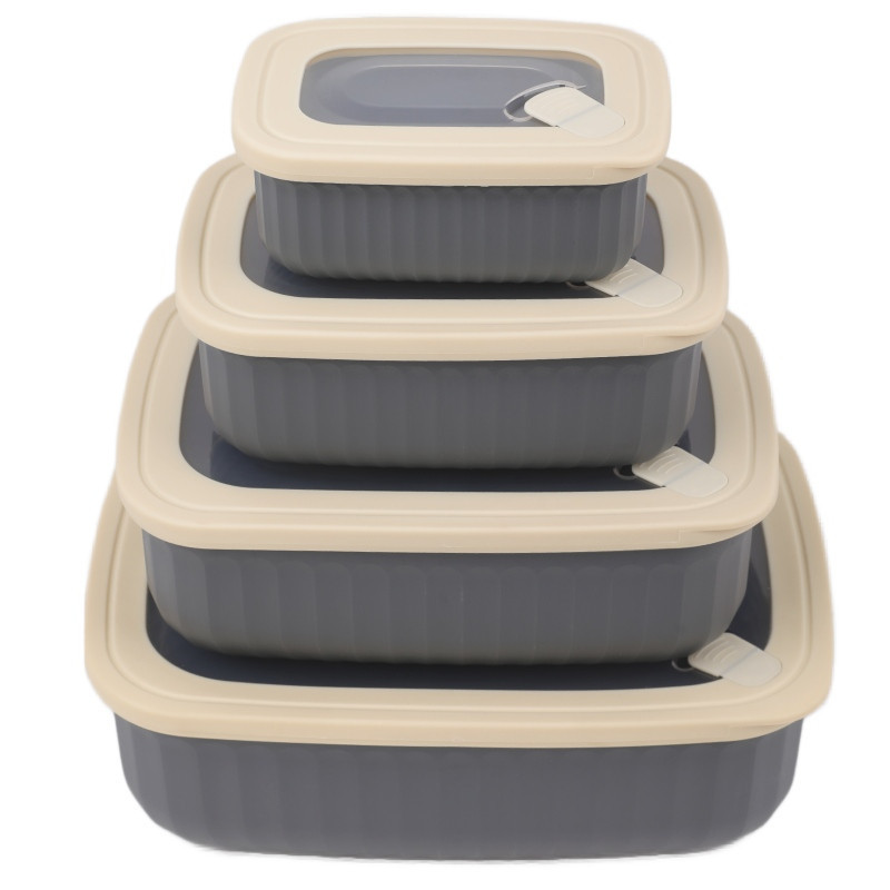 Pojemniki prostokątne lunchbox MG Home Misto zestaw 4 sztuk hermetyczne 3000/1700/950/450 ml szare