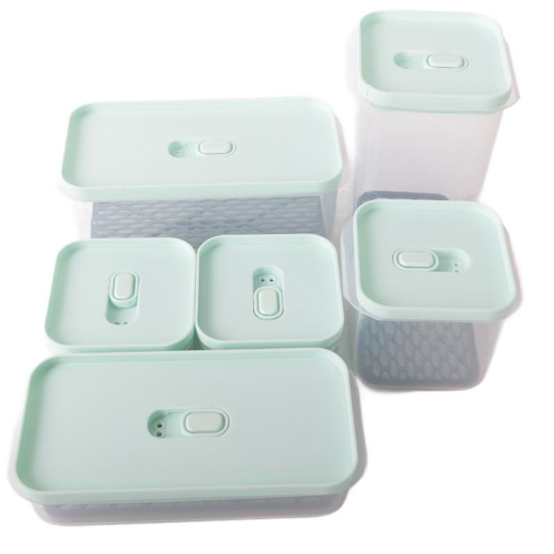 Pojemniki z podkładką lunchbox MG Home Misto zestaw 6 sztuk hermetyczne 1400/1200/650/650/300/300 ml miętowe