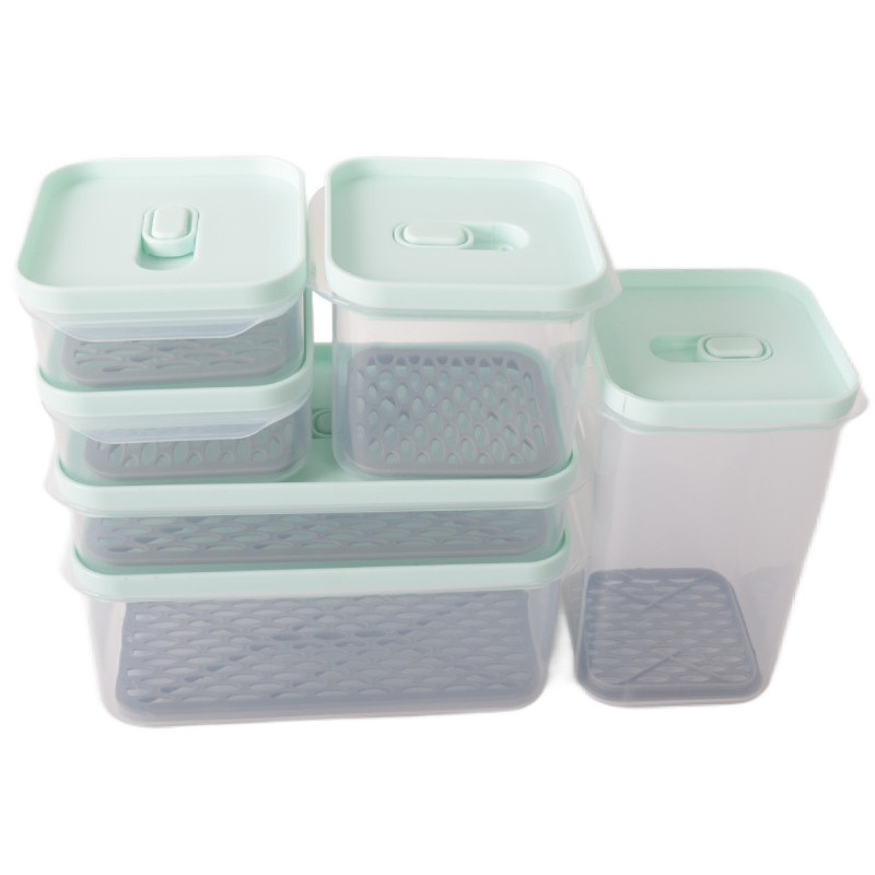 Pojemniki z podkładką lunchbox MG Home Misto zestaw 6 sztuk hermetyczne 1400/1200/650/650/300/300 ml miętowe