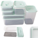 Pojemniki z podkładką lunchbox MG Home Misto zestaw 6 sztuk hermetyczne 1400/1200/650/650/300/300 ml miętowe