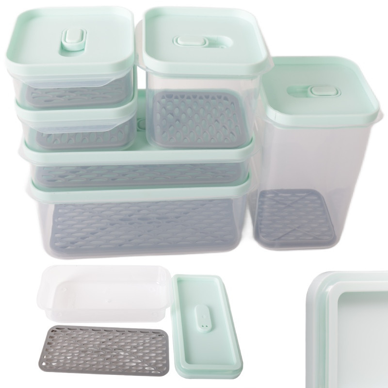 Pojemniki z podkładką lunchbox MG Home Misto zestaw 6 sztuk hermetyczne 1400/1200/650/650/300/300 ml miętowe