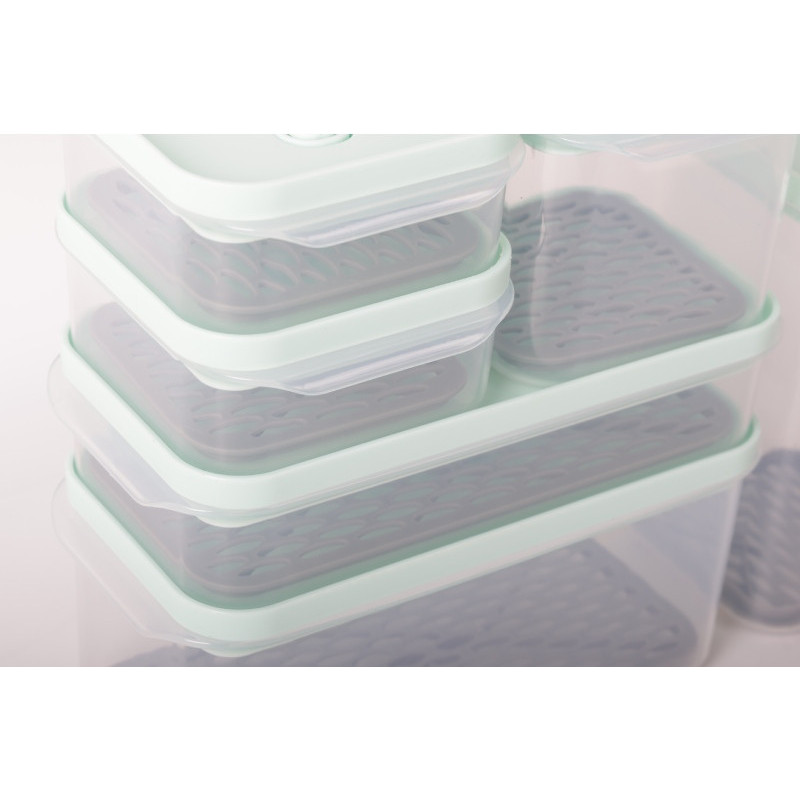 Pojemniki z podkładką lunchbox MG Home Misto zestaw 6 sztuk hermetyczne 1400/1200/650/650/300/300 ml miętowe