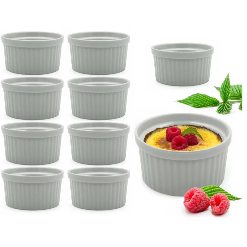 Kokilki do zapiekania 180 ml zestaw 10 sztuk salaterki miseczki pojemniki porcelanowe Brulee