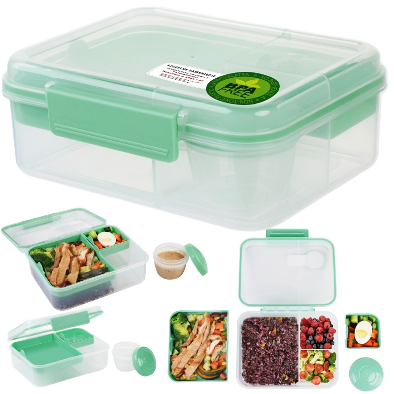 Pojemnik śniadaniowy plastikowy lunchbox GierekHoff Bento 5 komór z pojemnikiem na sos śniadaniówka na żywność GH 1106