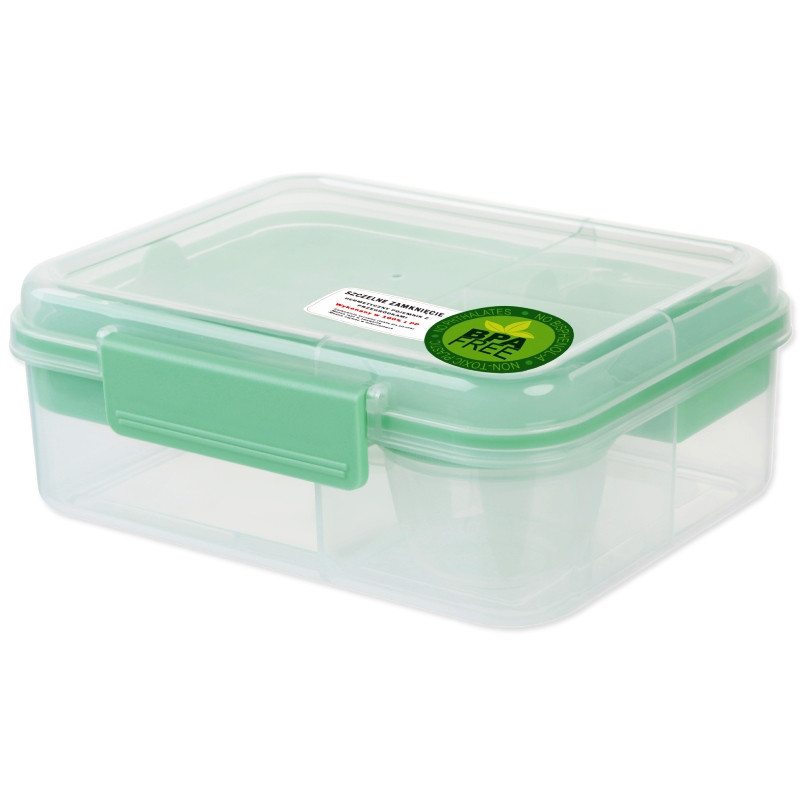 Pojemnik śniadaniowy plastikowy lunchbox GierekHoff Bento 5 komór z pojemnikiem na sos śniadaniówka na żywność GH 1106