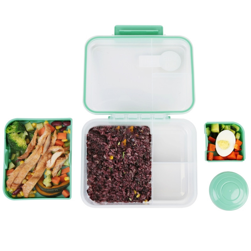 Pojemnik śniadaniowy plastikowy lunchbox GierekHoff Bento 5 komór z pojemnikiem na sos śniadaniówka na żywność GH 1106