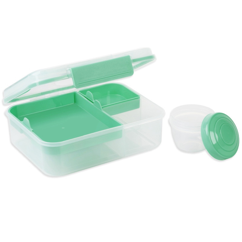 Pojemnik śniadaniowy plastikowy lunchbox GierekHoff Bento 5 komór z pojemnikiem na sos śniadaniówka na żywność GH 1106
