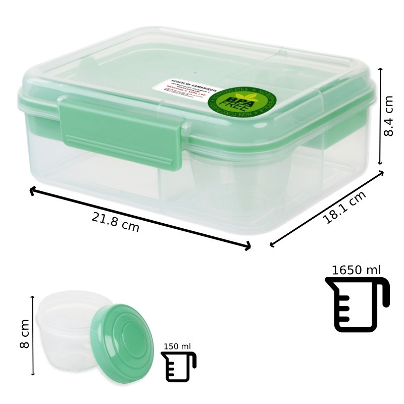 Pojemnik śniadaniowy plastikowy lunchbox GierekHoff Bento 5 komór z pojemnikiem na sos śniadaniówka na żywność GH 1106