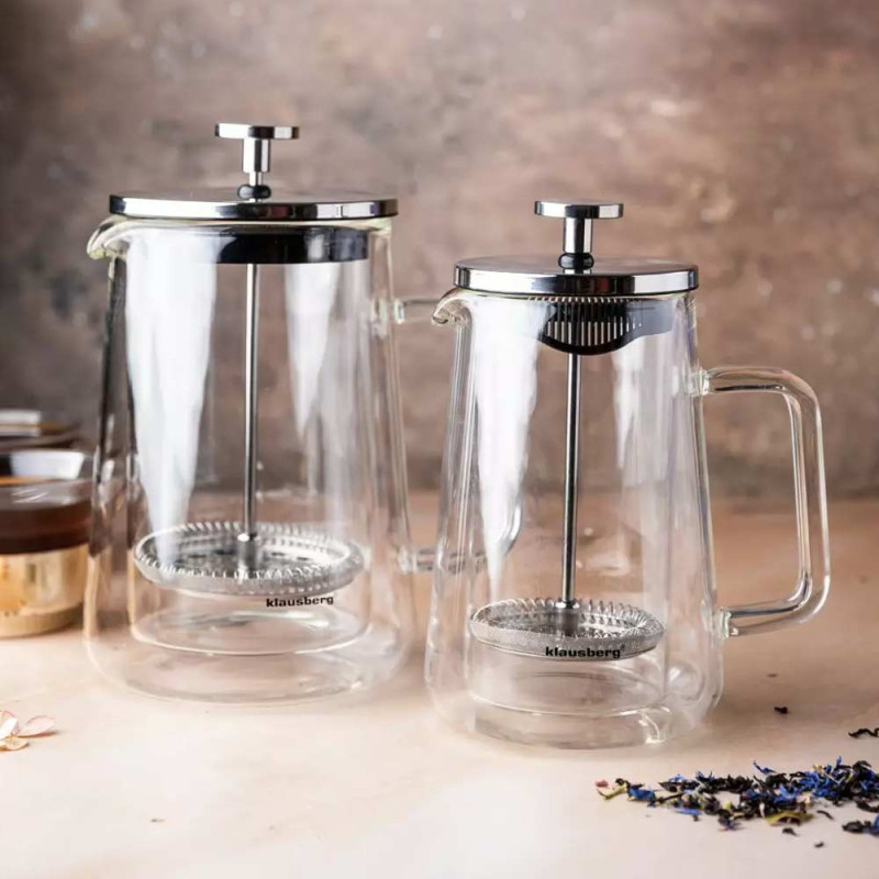 Szklany zaparzacz TERMICZNY tłokowy do herbaty kawy ziół 600 ml Klausberg KB 7685