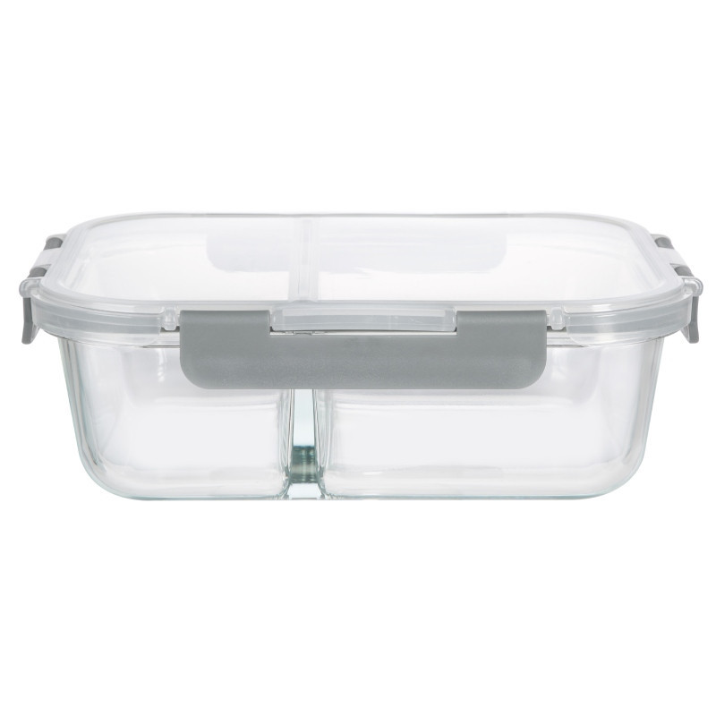 Pojemniki szklane z przegrodą dwukomorowe GierekHoff Split zestaw 3 pojemników 570/980/1360 ml lunchbox hermetyczne GH 1105