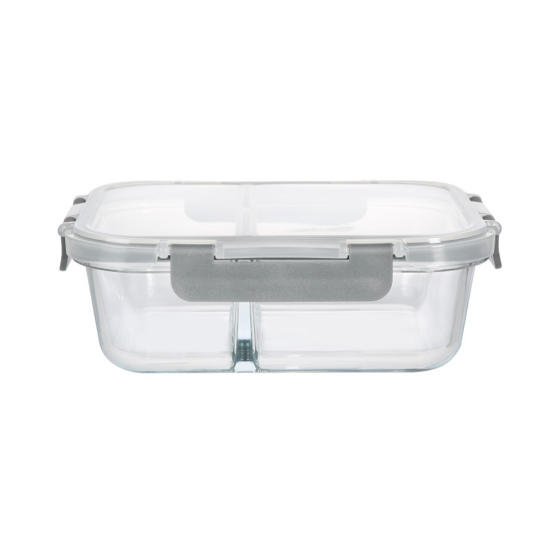 Pojemniki szklane z przegrodą dwukomorowe GierekHoff Split zestaw 3 pojemników 570/980/1360 ml lunchbox hermetyczne GH 1105