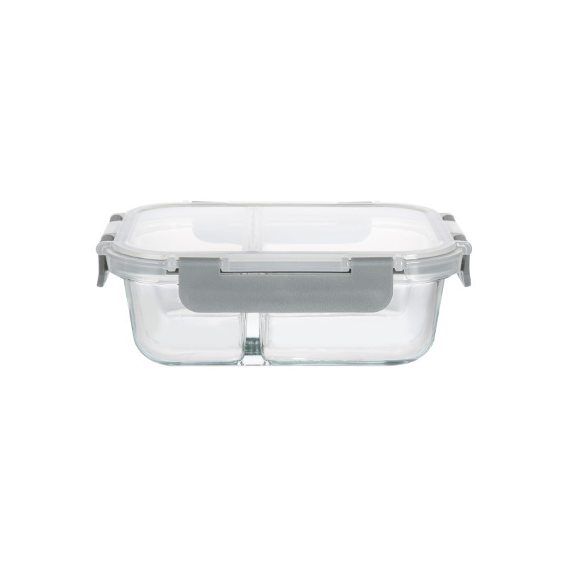Pojemniki szklane z przegrodą dwukomorowe GierekHoff Split zestaw 3 pojemników 570/980/1360 ml lunchbox hermetyczne GH 1105