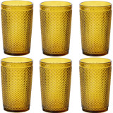 Szklanki do wody 340 ml wysoke Florina Alexis Amber bursztynowe złote zestaw 6 sztuk