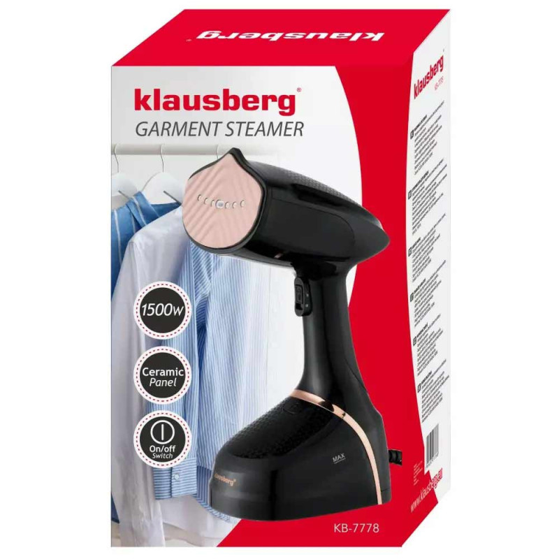 Parownica do pionowego prasowania ubrań 400 ml miedziany panel Klausberg KB 7778