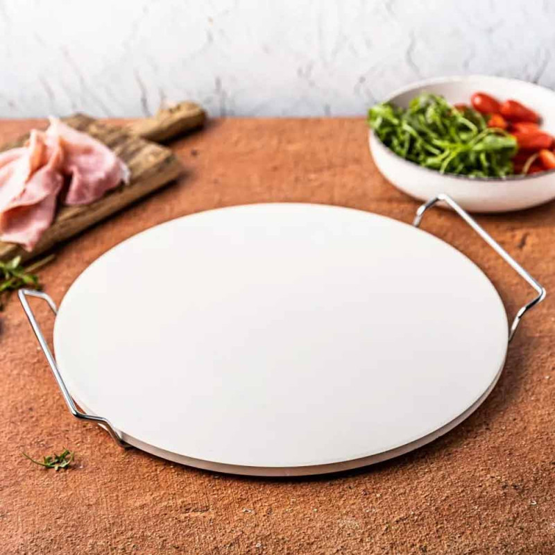 Kamień szamotowy do pizzy 33cm z uchwytami piecznie serwowanie Klausberg KB 7788