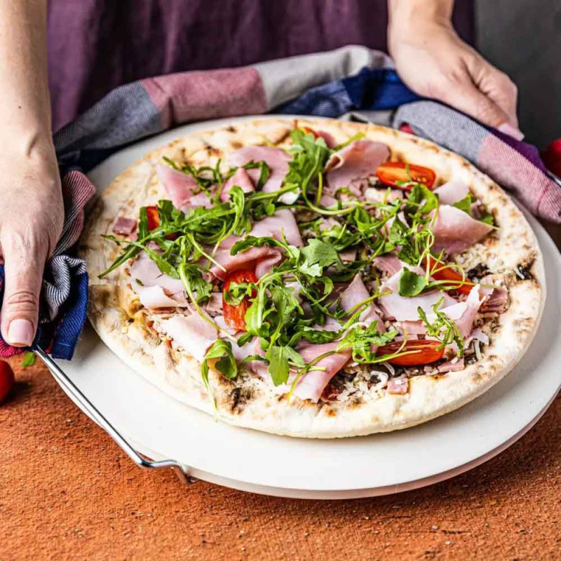 Kamień szamotowy do pizzy 33cm z uchwytami piecznie serwowanie Klausberg KB 7788