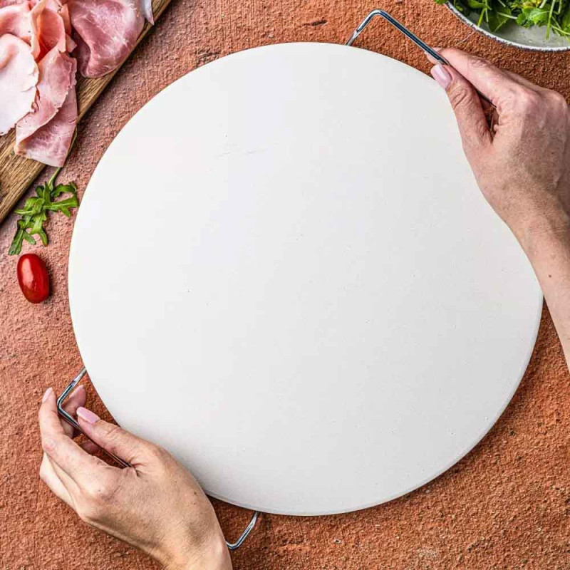 Kamień szamotowy do pizzy 33cm z uchwytami piecznie serwowanie Klausberg KB 7788
