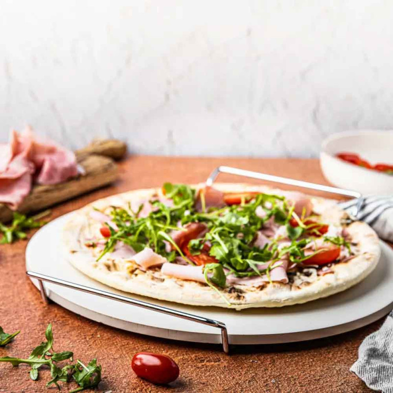 Kamień szamotowy do pizzy 33cm z uchwytami piecznie serwowanie Klausberg KB 7788