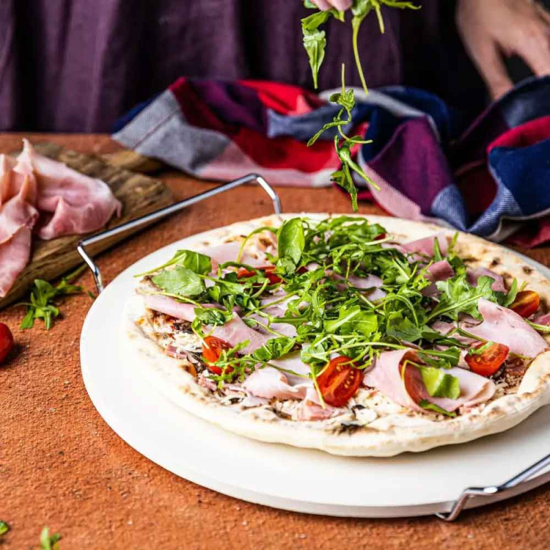 Kamień szamotowy do pizzy 33cm z uchwytami piecznie serwowanie Klausberg KB 7788