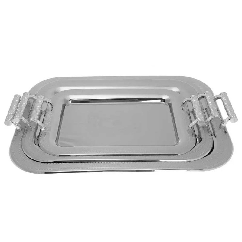 Tace do serwowania  stalowe chromowane zestaw 3 sztuk Kinghoff KH-4741