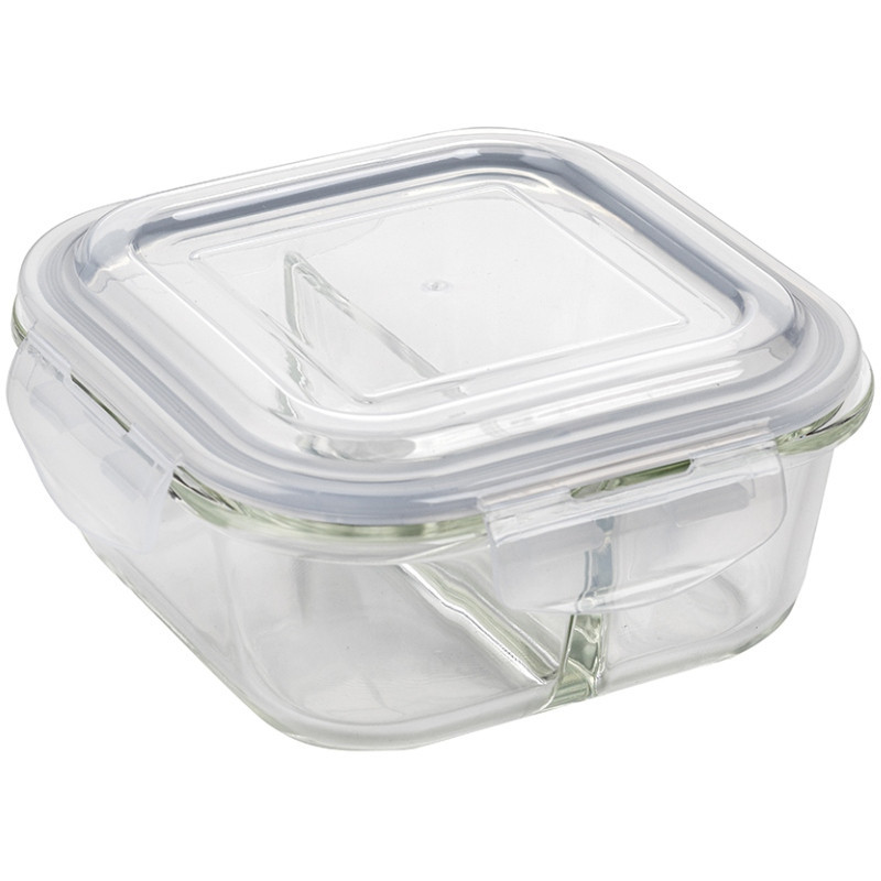 Pojemnik szklany dzielony dwukomorowy Florina Frigo 750 ml kwadratowy lunchbox hermetyczny