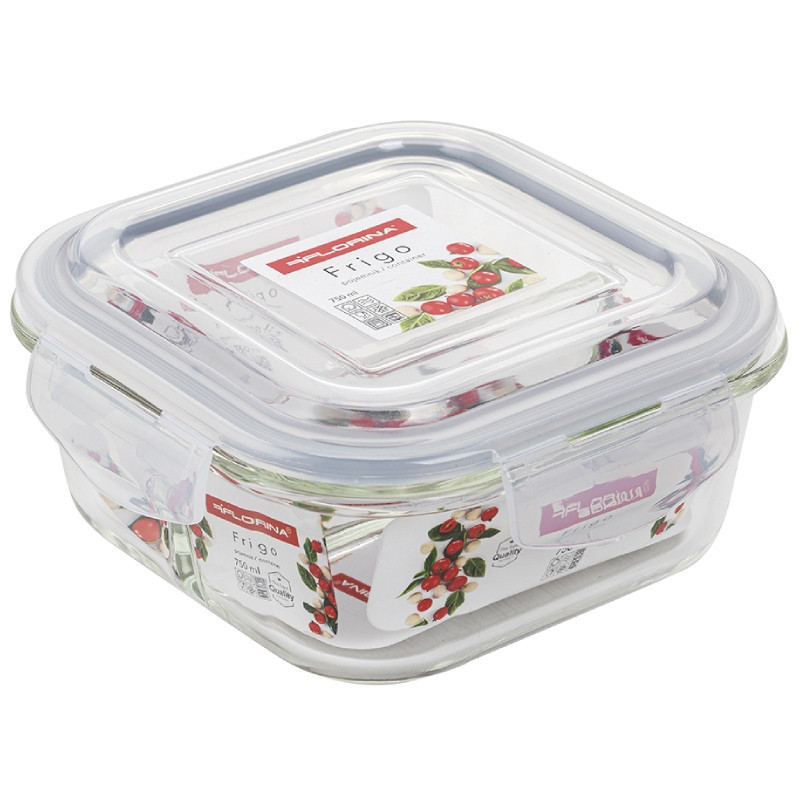 Pojemnik szklany dzielony dwukomorowy Florina Frigo 750 ml kwadratowy lunchbox hermetyczny