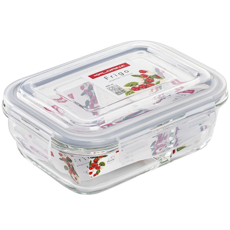 Pojemniki szklane dzielone dwukomorowe Florina Frigo 600 ml zestaw 3 sztuki prostokątne lunchbox hermetyczne