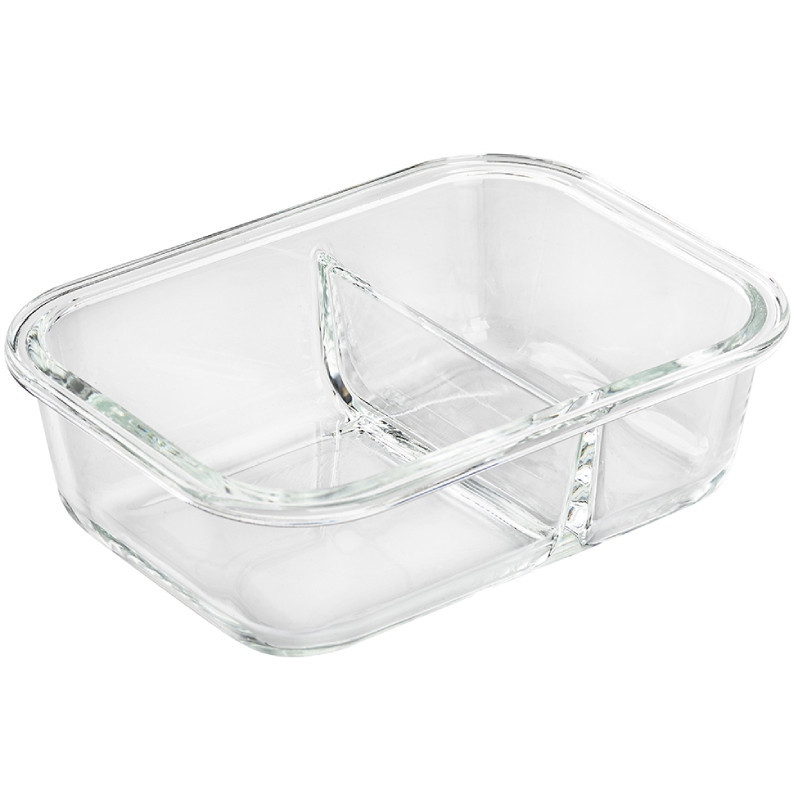 Pojemniki szklane dzielone dwukomorowe Florina Frigo 600 ml zestaw 3 sztuki prostokątne lunchbox hermetyczne
