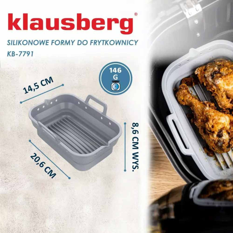 Wkłady silikonowe do frytkownicy 14x20 zestaw 2 sztuki forma do pieczenia Klausberg KB 7791
