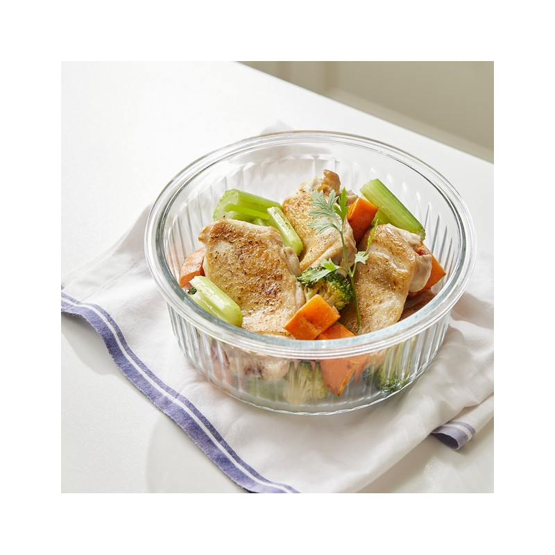 Pojemniki szklane ryflowane Florina Mariet lunchbox 960/650 ML żaroodporne hermetyczne