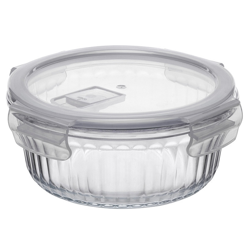 Pojemniki szklane ryflowane Florina Mariet lunchbox zestaw 4 sztuki żaroodporne hermetyczne