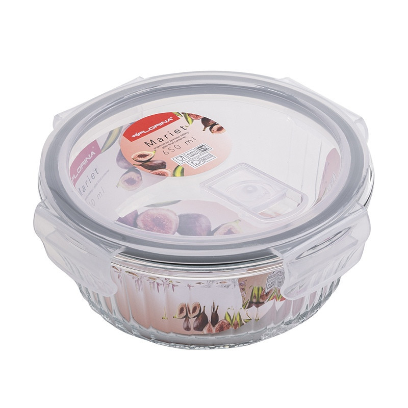Pojemniki szklane ryflowane Florina Mariet lunchbox zestaw 4 sztuki żaroodporne hermetyczne