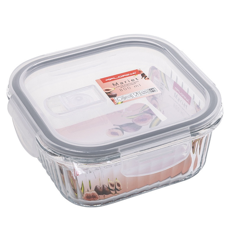 Pojemniki szklane ryflowane Florina Mariet lunchbox zestaw 4 sztuki żaroodporne hermetyczne
