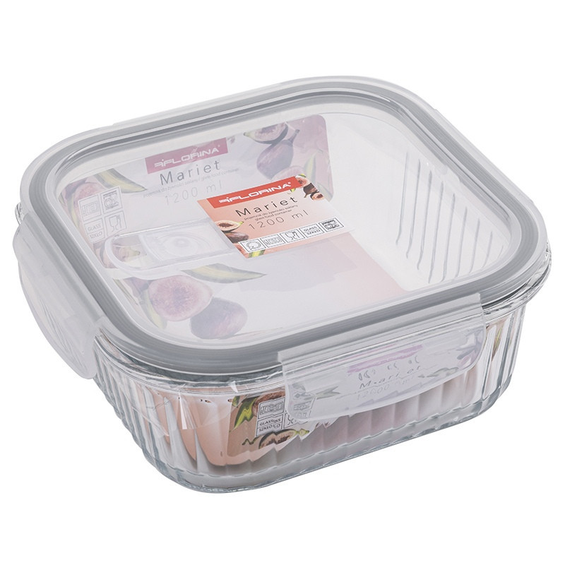 Pojemniki szklane ryflowane Florina Mariet lunchbox zestaw 4 sztuki żaroodporne hermetyczne