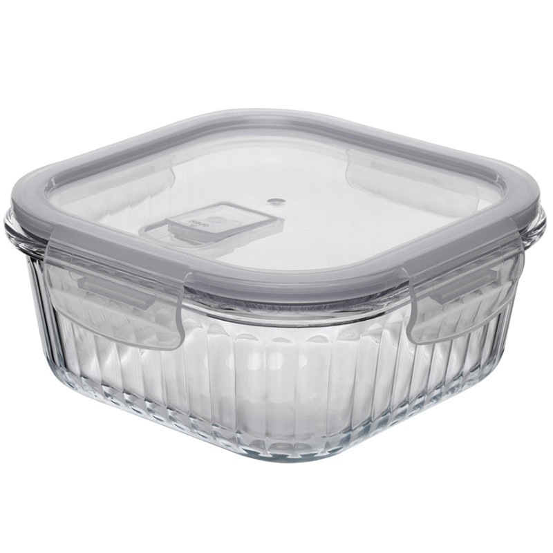 Pojemniki szklane ryflowane Florina Mariet lunchbox zestaw 4 sztuki żaroodporne hermetyczne