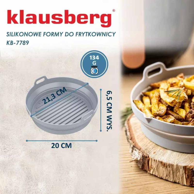 Wkłady silikonowe do frytkownicy 20 cm zestaw 2 sztuki forma do pieczenia okrągła Klausberg KB 7789